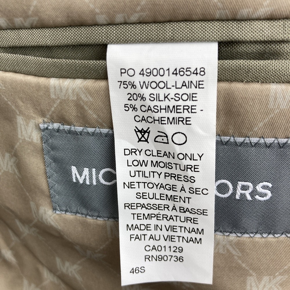 Michael Kors Men's Wool Silk Cashmere Blend Luxury Classic-Fit SportCoat 46S Tan - Picture 11 of 14